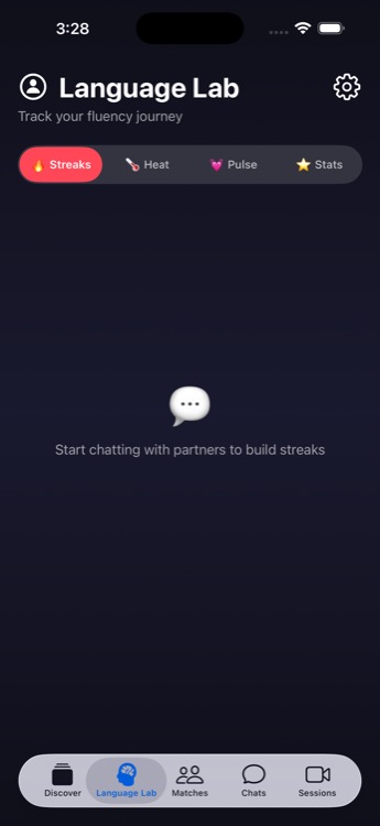 Language Lab showing streaks and progress tracking