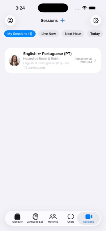 Browse and schedule live language sessions